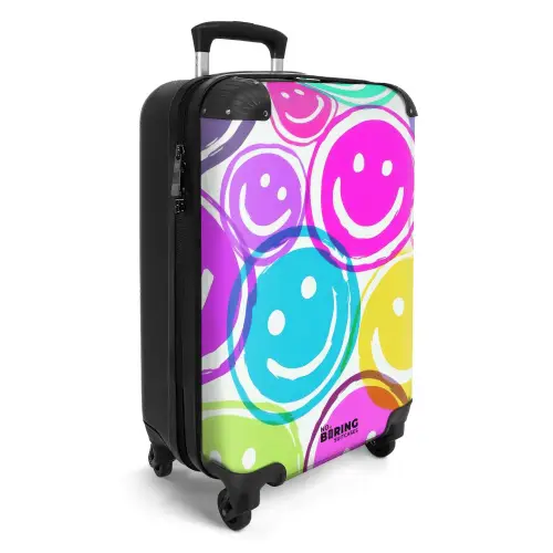 Gekleurde smiley's op een witte achtergrond NBS - Handbagage koffer - Kinderen Unisex middel -productfoto_3d