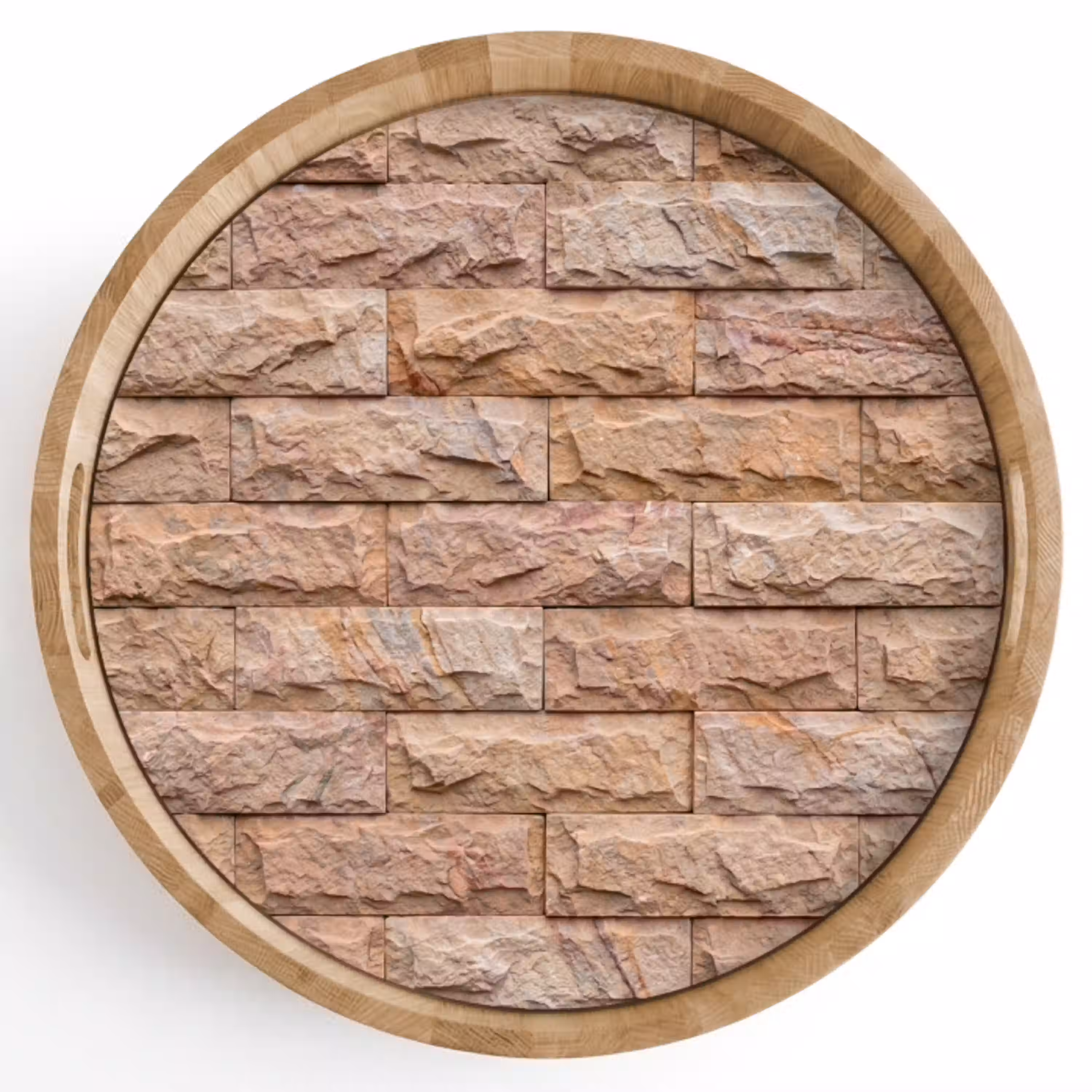 Muur - Steen - Ruw - Textuur - Beige Dienblad Rond middel -z3d_shopping