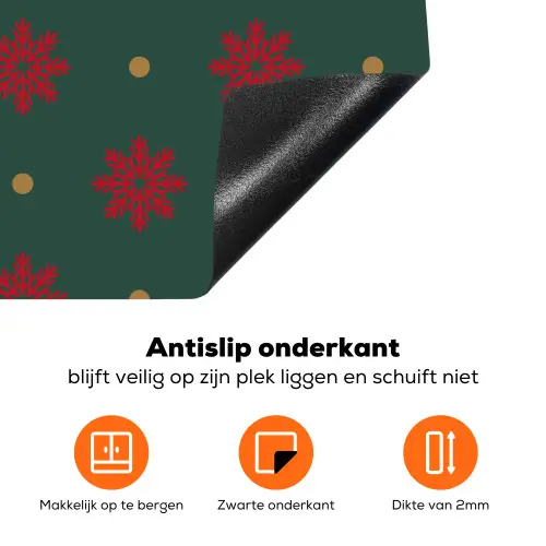 Illustratie - Sneeuwvlokken - Groen Inductie beschermer vinyl 3mm klein 276 -zzzzzzz-td-onderkant
