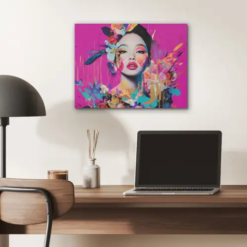 Vrouw - Portret - Abstract - Paars PET vilt klein -sfeer5