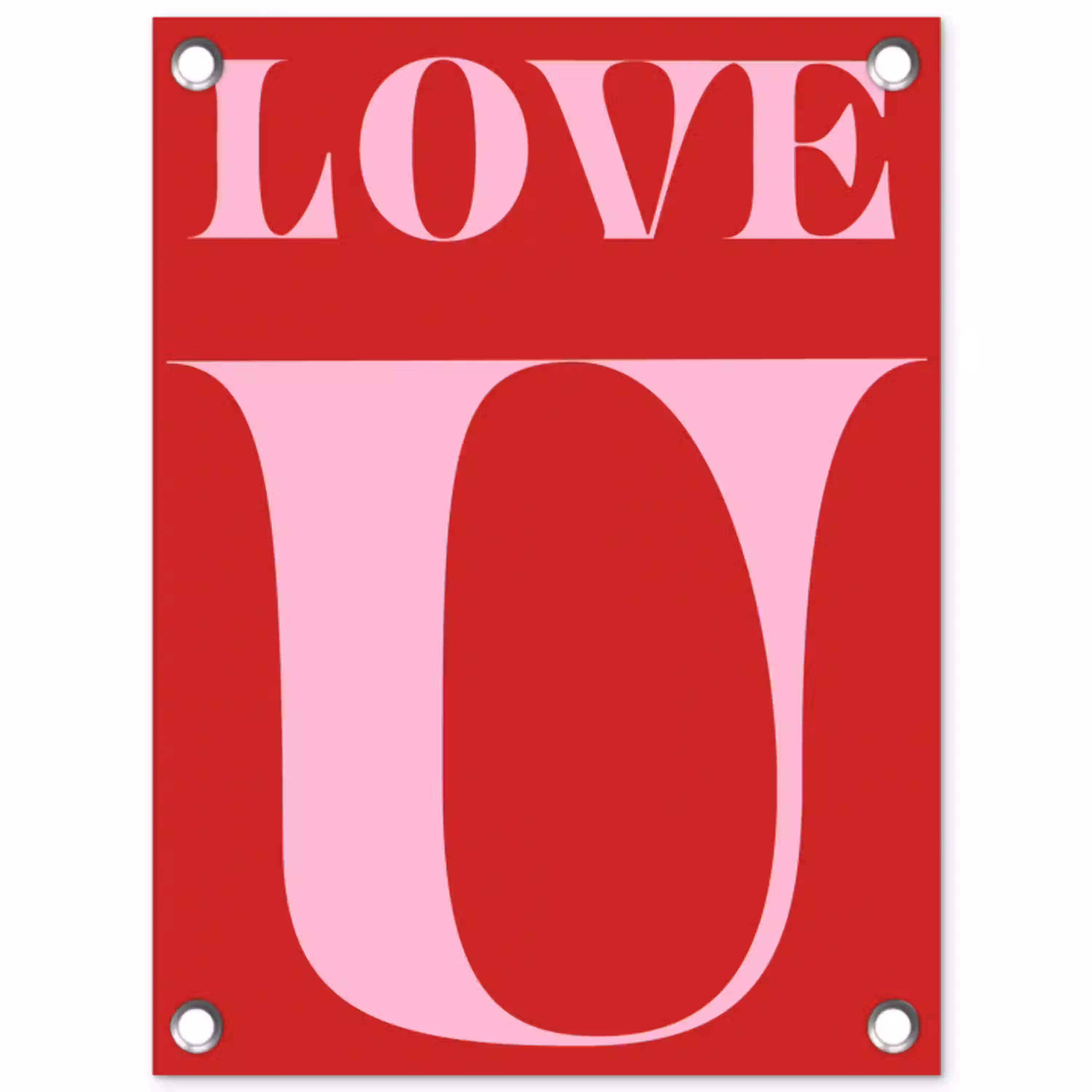 Rood - Love - Valentijn - Roze tuinposter los doek klein -3d
