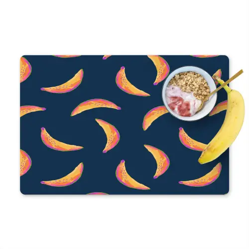 Banaan - Tropisch - Blauw - Patroon Placemat vinyl groot 368 -zzzproduct_Kitchenyeah-website