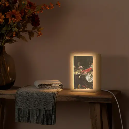 Pronkstilleven - Adriaen van Utrecht - Olieverf Light Box met kabel (Tafellamp) klein -sfeer4
