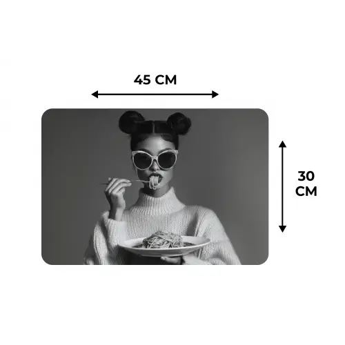 Vrouw - Pasta - Zonnebril Placemat vinyl groot -specs
