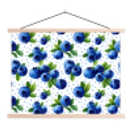 Bessen - Patroon - Blauw textielposter latten blank klein 122 -3d