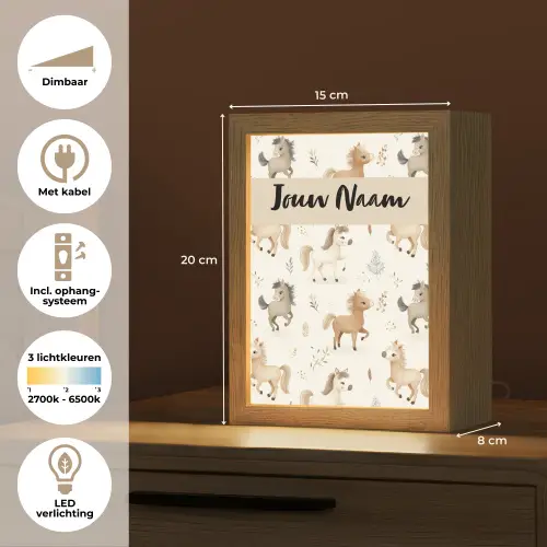 Veulens - Paard - Patroon - Beige Light Box met kabel (Kinderlampje) klein -USP_NL