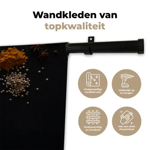 Kruiden - Zwart - Specerijen - Keuken - Koken Wandkleed katoen klein -sfeer2