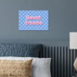 Sweet dreams - Vierkanten - Roze - Blauw poster papier klein -sfeer2
