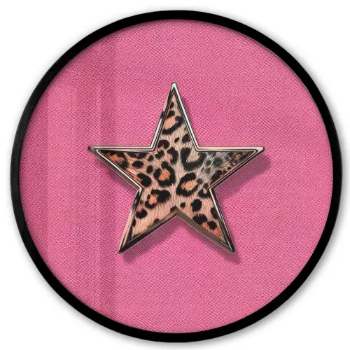 Ster - Luipaard - Print - Roze Fotolijst rond zonder passe partout klein -3d