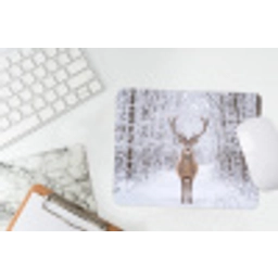 Hert - Winter - Bos - Natuur - Wit muismat rubber klein -witbureau