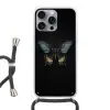 Vlinder - Metaalachtig - Geometrisch patroon Hoesje iPhone 16 Pro Max met koord klein -3d