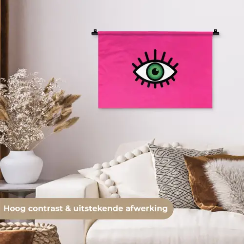 Minimalistisch - Oog - Roze Wandkleed katoen klein -sfeer1