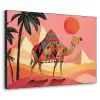Kameel - Pyramides - Rode zon Textielframe zwart klein -3d