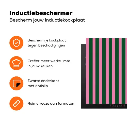 Verticale strepen - Groen - Roze Inductie beschermer vinyl 3mm klein 276 -zzzzzzz-td-ups