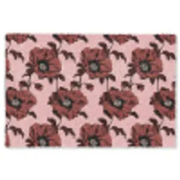 Bloemen - Retro - Rood Vloerkleed Rechthoek klein 1091 -3d