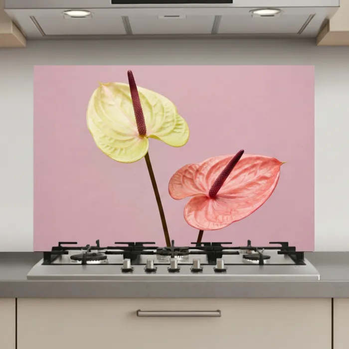 Bloemen - Anthuriums - Geel - Roze keuken achterwand spatscherm klein -3d_website