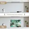 Goud - Marmer - Groen - Luxe - Marmerlook - Grijs keuken achterwand spatscherm klein -voor_na_NL