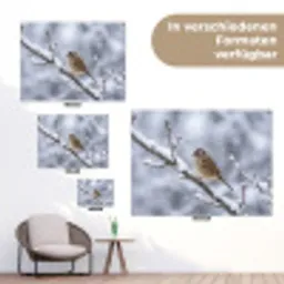 Vogel - Tak - Sneeuw - Winter tuinposter los doek klein -Xsfeer9_DE