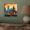 Neon Skyline - Graffiti - Kleurrijk - Gebouwen aluminium wit klein -sfeer2