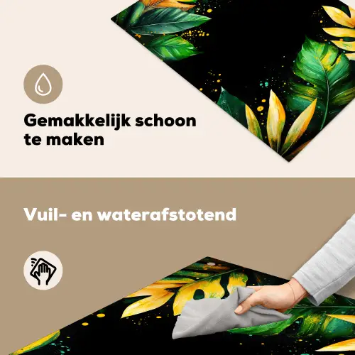 Bladeren - Groen - Geel - Verf - Jungle Inductie beschemer met haakjes klein -ky-schoon-nl