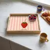 Aardbei - Strepen - Minimalistisch - Rood Dienblad Rechthoek middel -sfeer2