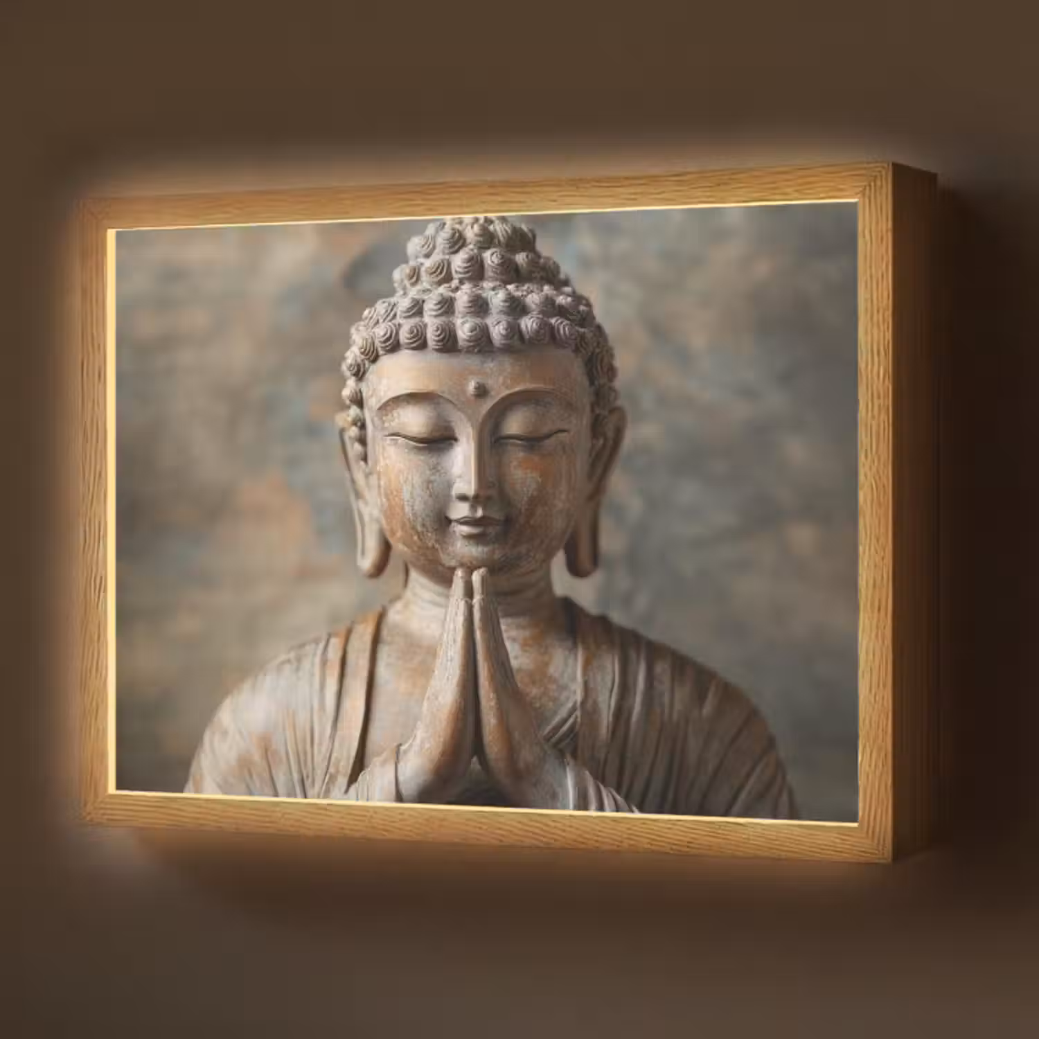Lightbox - Wandlamp - Boedha - Beeld - Bruin - Rust