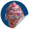 Ijsje - Hoorntje - Steentjes - Blauw Wandcirkel behangsticker klein -3d