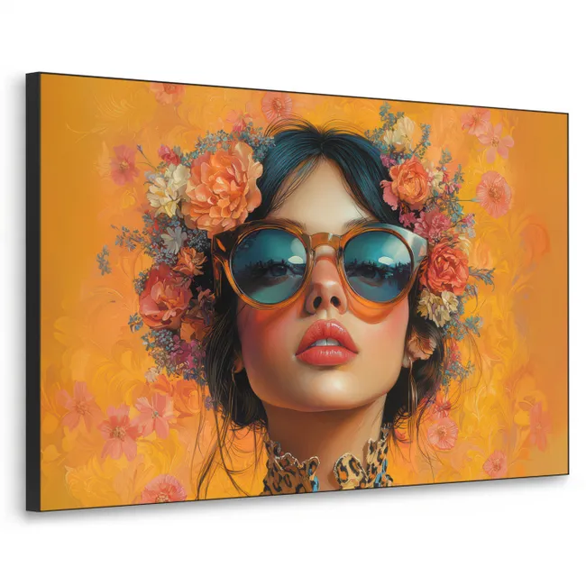 Art frame - Vrouw - Bloemen - Aesthetic - Oranje