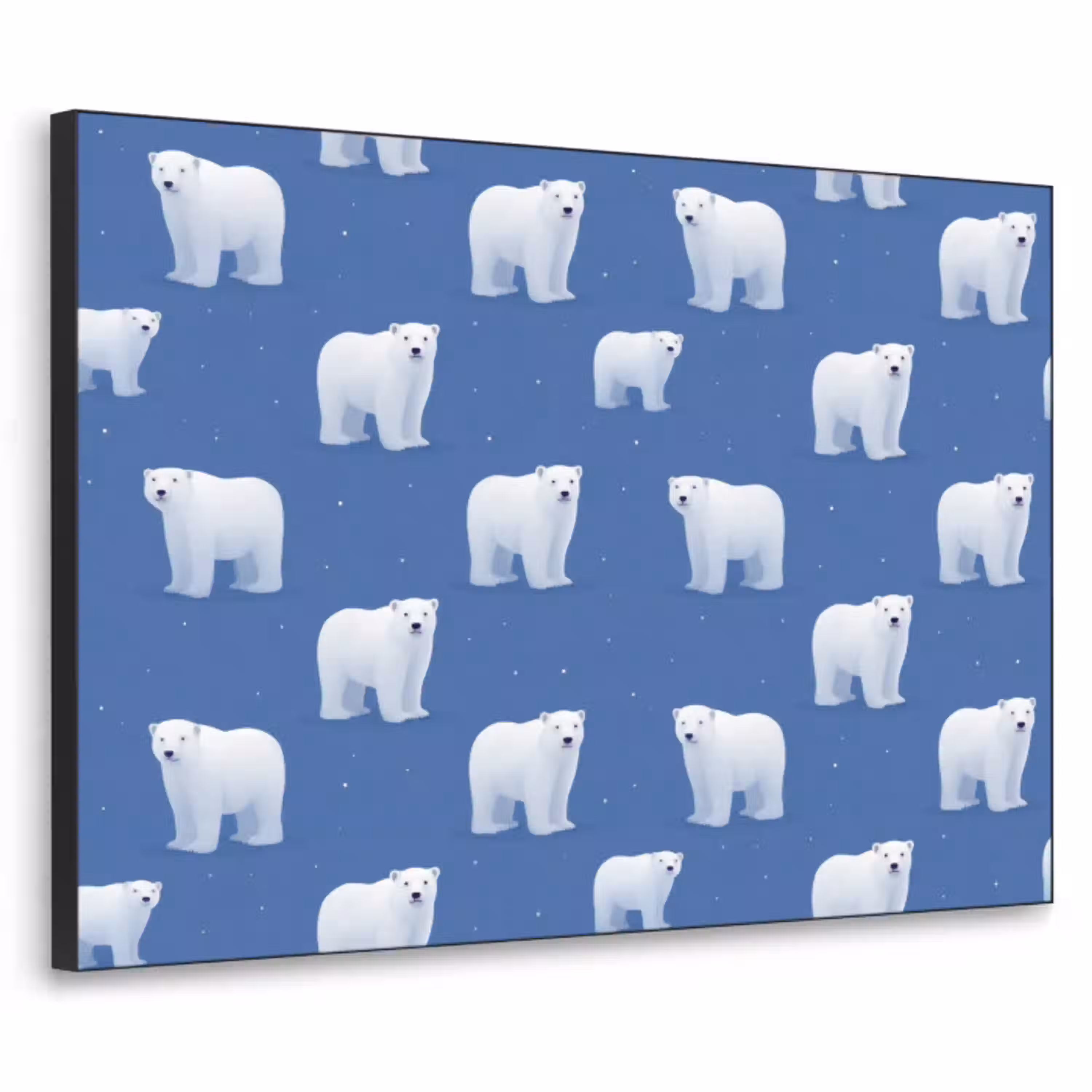 IJsbeer - Patroon - Blauw Textielframe zwart klein 947 -3d