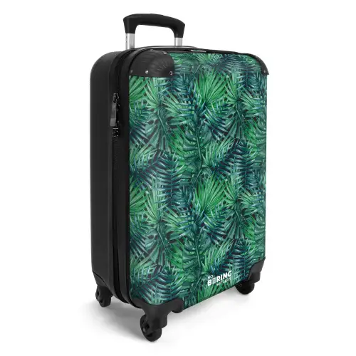 Palm bladeren monstera patroon groen NBS - Handbagage koffer - Volwassenen Unisex middel -productfoto_3d