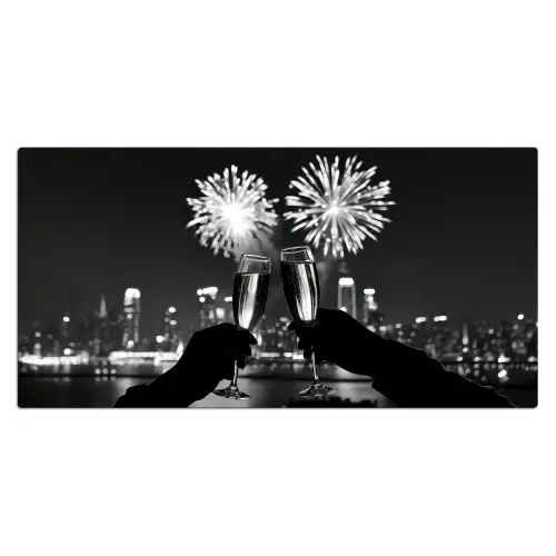 Vuurwerk - Proosten - Skyline - Champagne Muismat XXL klein -3d_leeg