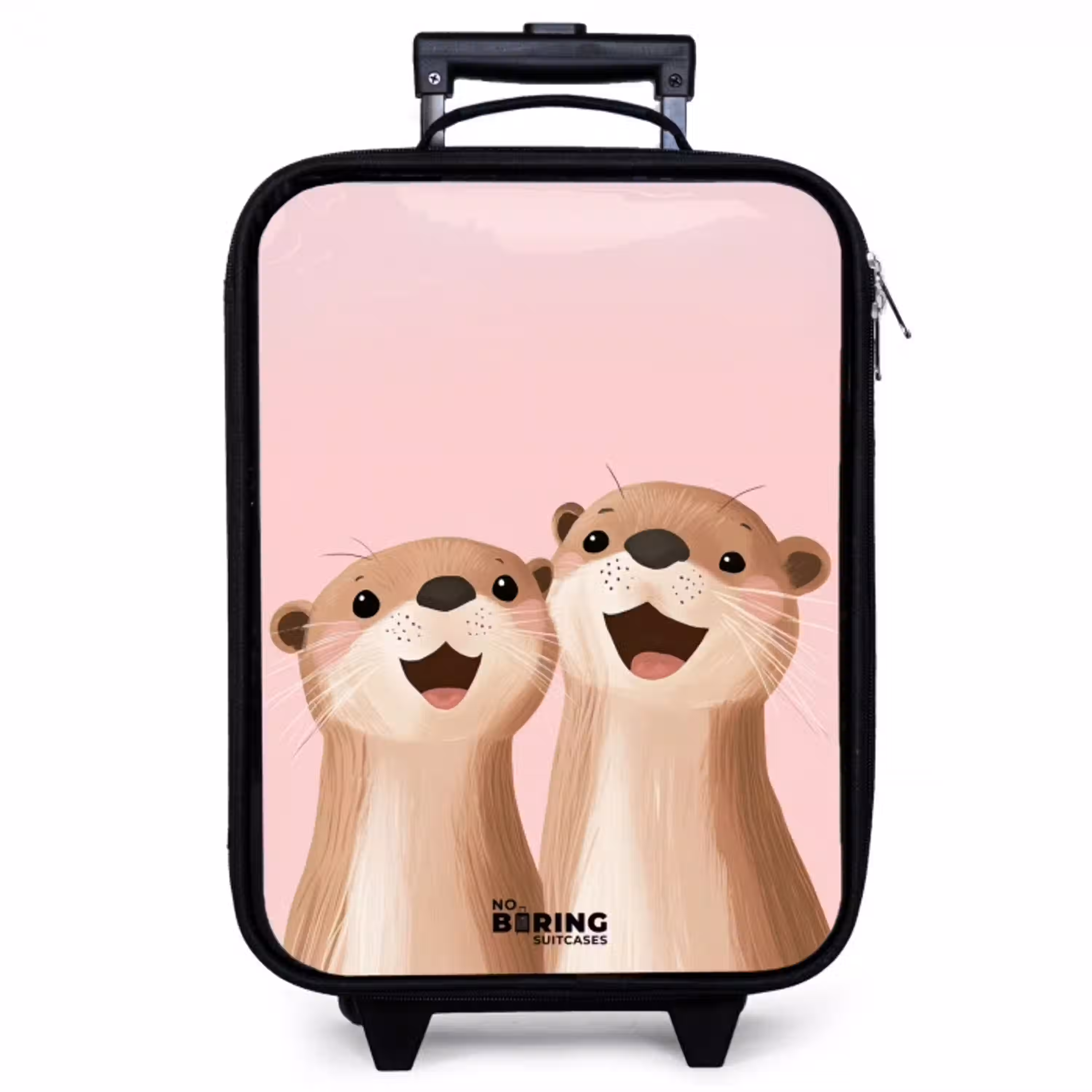 Otters - Lachen - Roze - Illustratie Kinderkoffer - Zwart klein -zzz_website3d