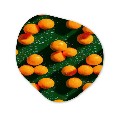 Mandarijn - Oranje - Druppels - Groen Wandcirkel Organisch Forex 3mm klein 629 -3d