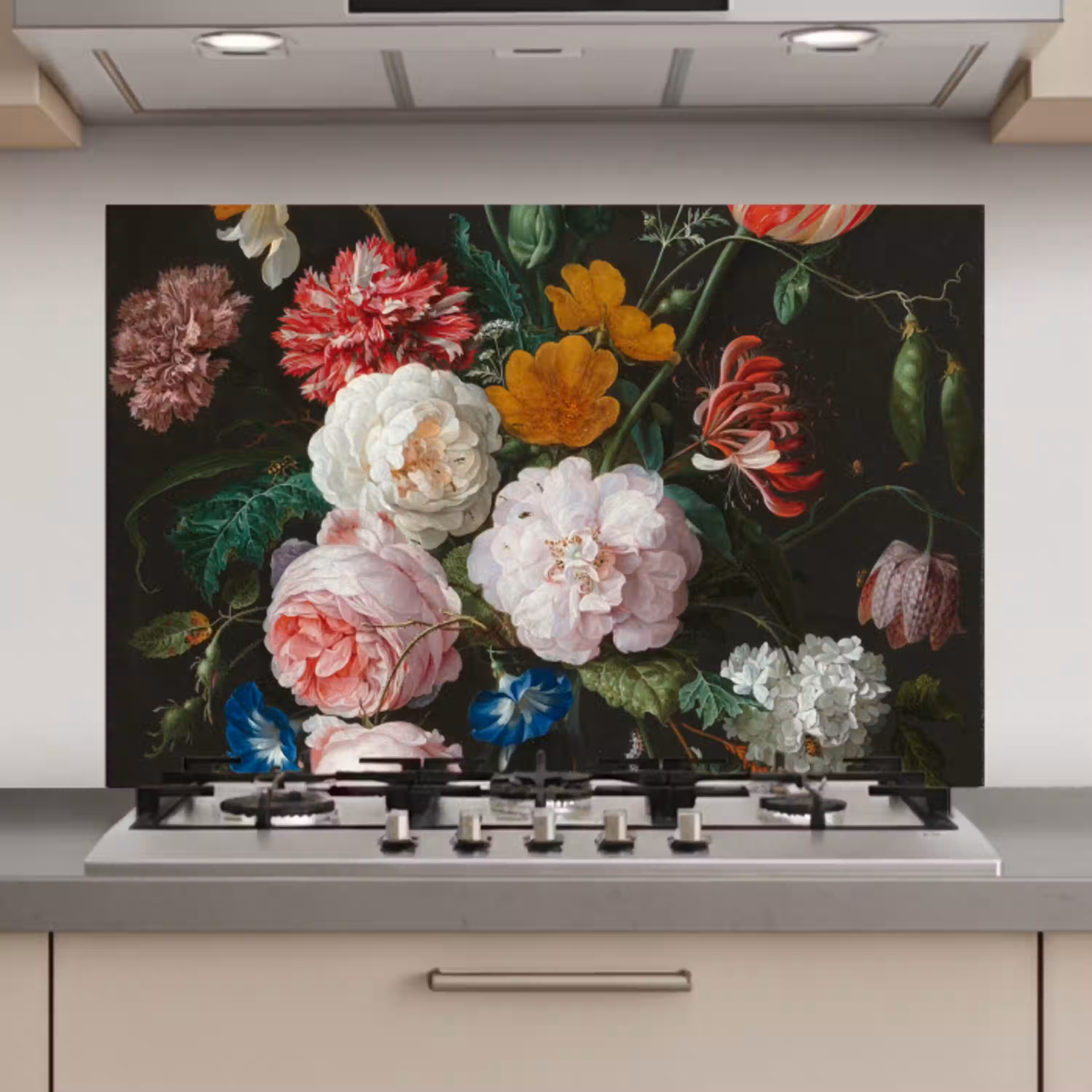 Stilleven met bloemen in een glazen vaas - Schilderij van Jan Davidsz. de Heem keuken achterwand spatscherm klein -3d_website