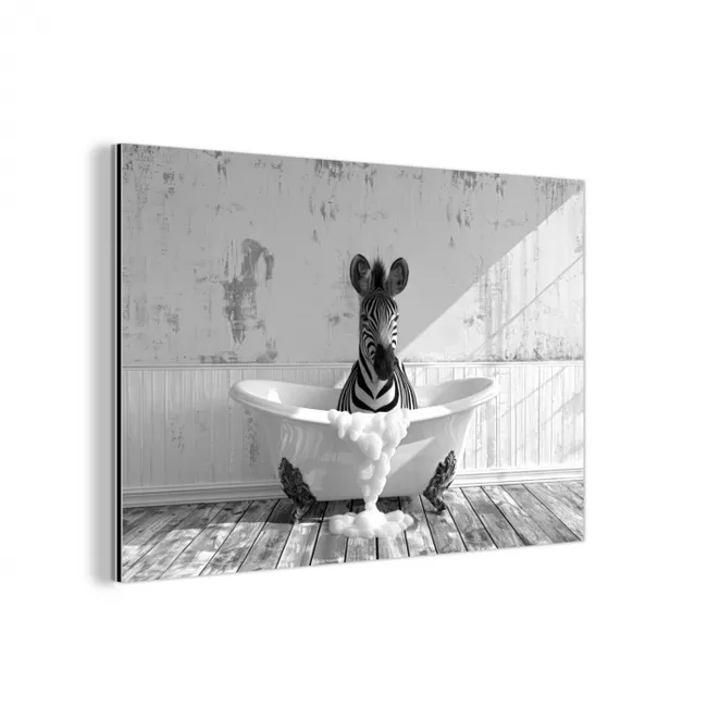 Zebra - Wilde dieren - Vintage - Zwart - Wit aluminium wit klein -3d