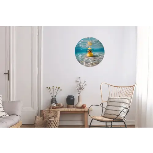 Duikbril - Eend - Water Wandcirkel aluminium klein -woonkamer