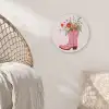 Cowboylaarzen - Roze - Boeket - Bloemen Akoestische PET Vilt - Rond klein -sfeer4