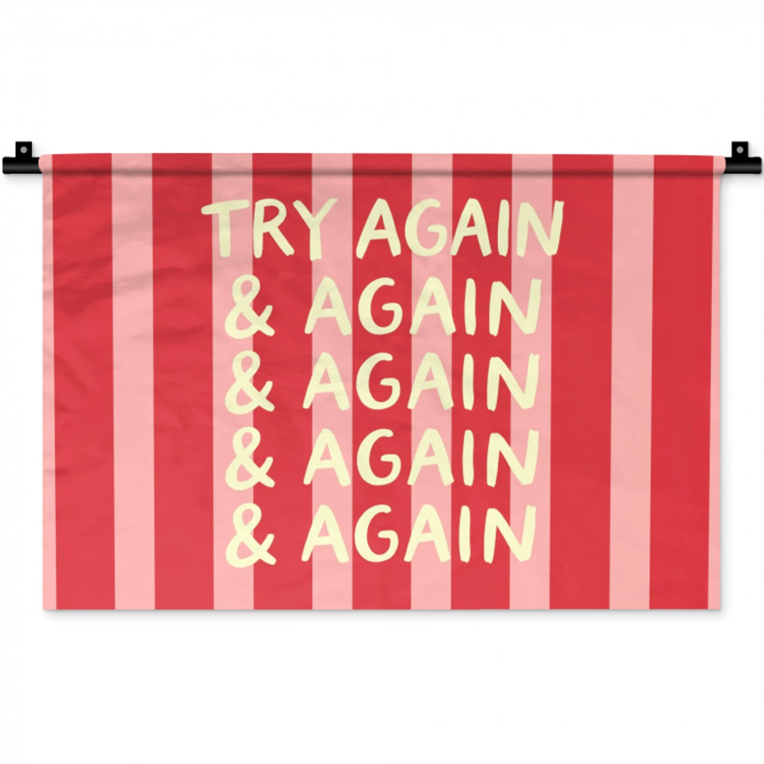 Strepen - Rood - Try again Wandkleed katoen klein -zz3d