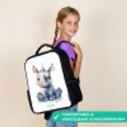 Baby neushoorn Rugzak - Zwart middel -sfeer6_NL