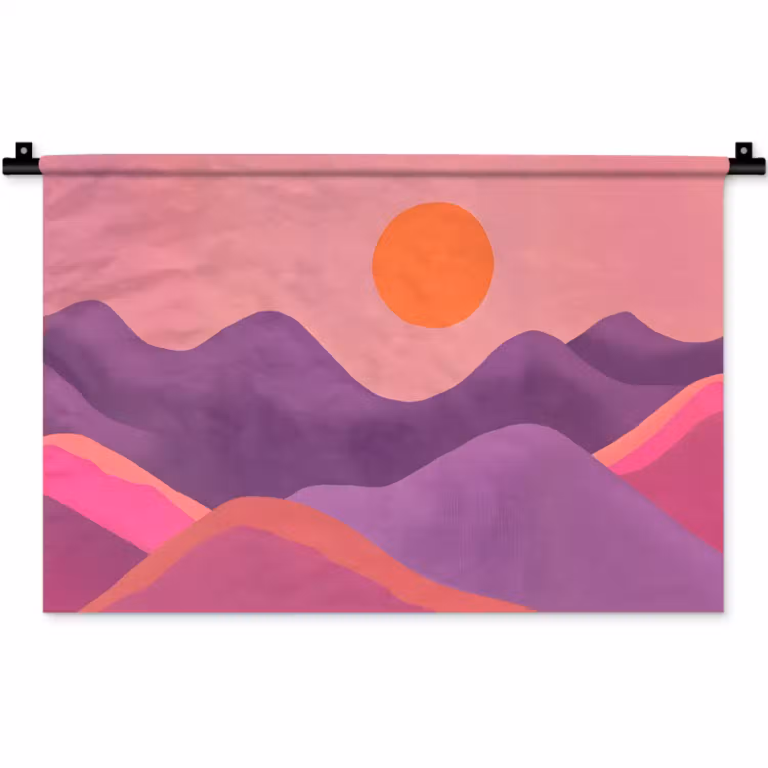 Wandkleed - Zon - Heuvels - Paars - Abstract
