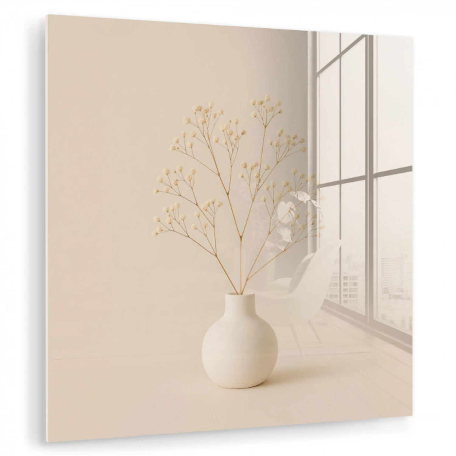 Vaas - Takken - Bloemetjes - Wit plexiglas 5mm klein -zzzproduct_nieuw