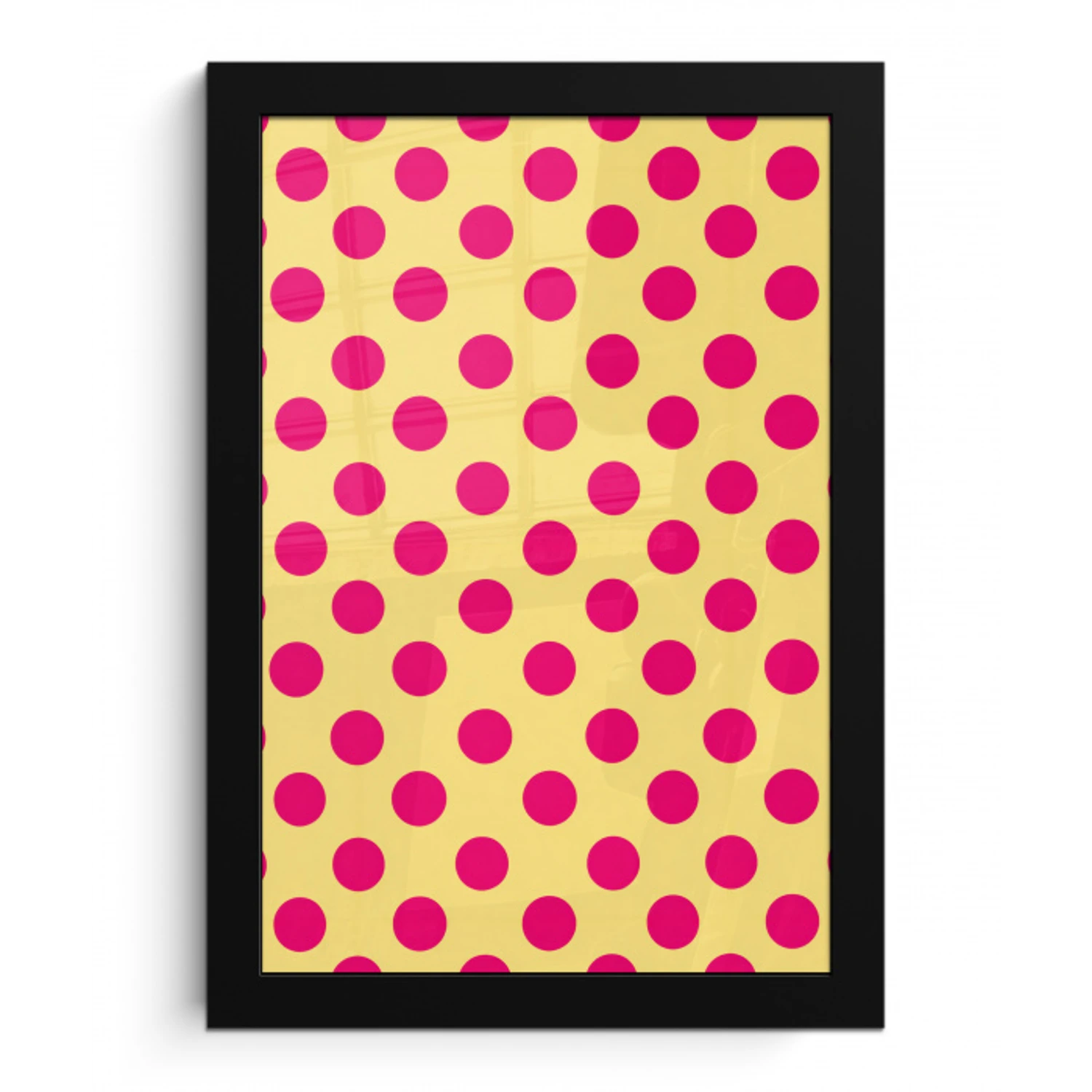 Roze - Stippen - Geel fotolijst zwart zonder passe partout klein 224 -3d
