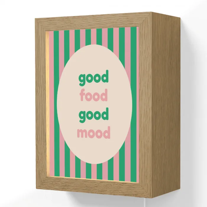 Gestreept - Quote - Ovaal - Roze Light Box met kabel (Wandlamp) klein -3d