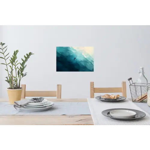 Zee - Silhouet - Abstract - Blauw Muursticker klein -eettafel