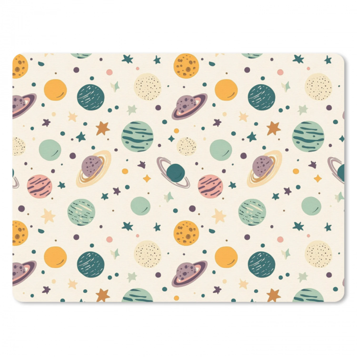 Planeten - Retro - Kleurrijk muismat rubber klein 262 -3d
