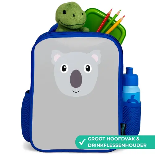 Dierenportret - Koala - grijs Kinderrugzak - Blauw middel -inhoud_NL