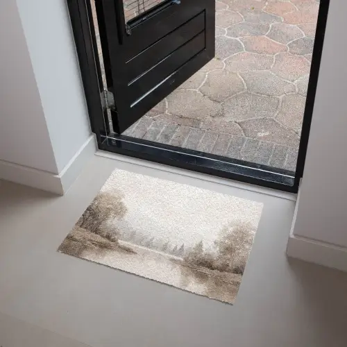 Rivierlandschap - Minimalistisch - Aardetinten Deurmat klein -sfeer5