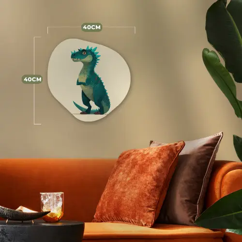 Dinosaurus - Turquoise - Stekels Wandcirkel Organisch Forex 3mm klein -sfeer3