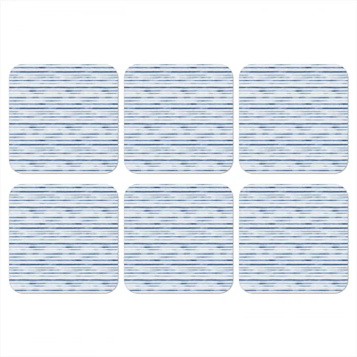 Strepen - Patroon - Blauw - Wit onderzetter kurk middel 366 -3d