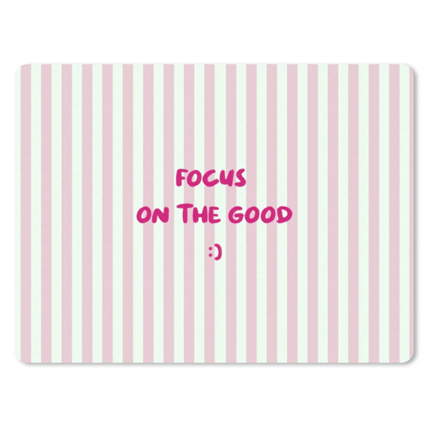 Focus on the good - Strepen - Roze - Smiley muismat rubber klein -3d